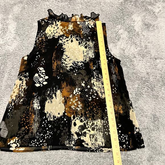 Cabi Tank Top Shirt Womens Medium Incandescent Black Ruffle Tie Neck Sheer 4185 - Picture 5 of 7